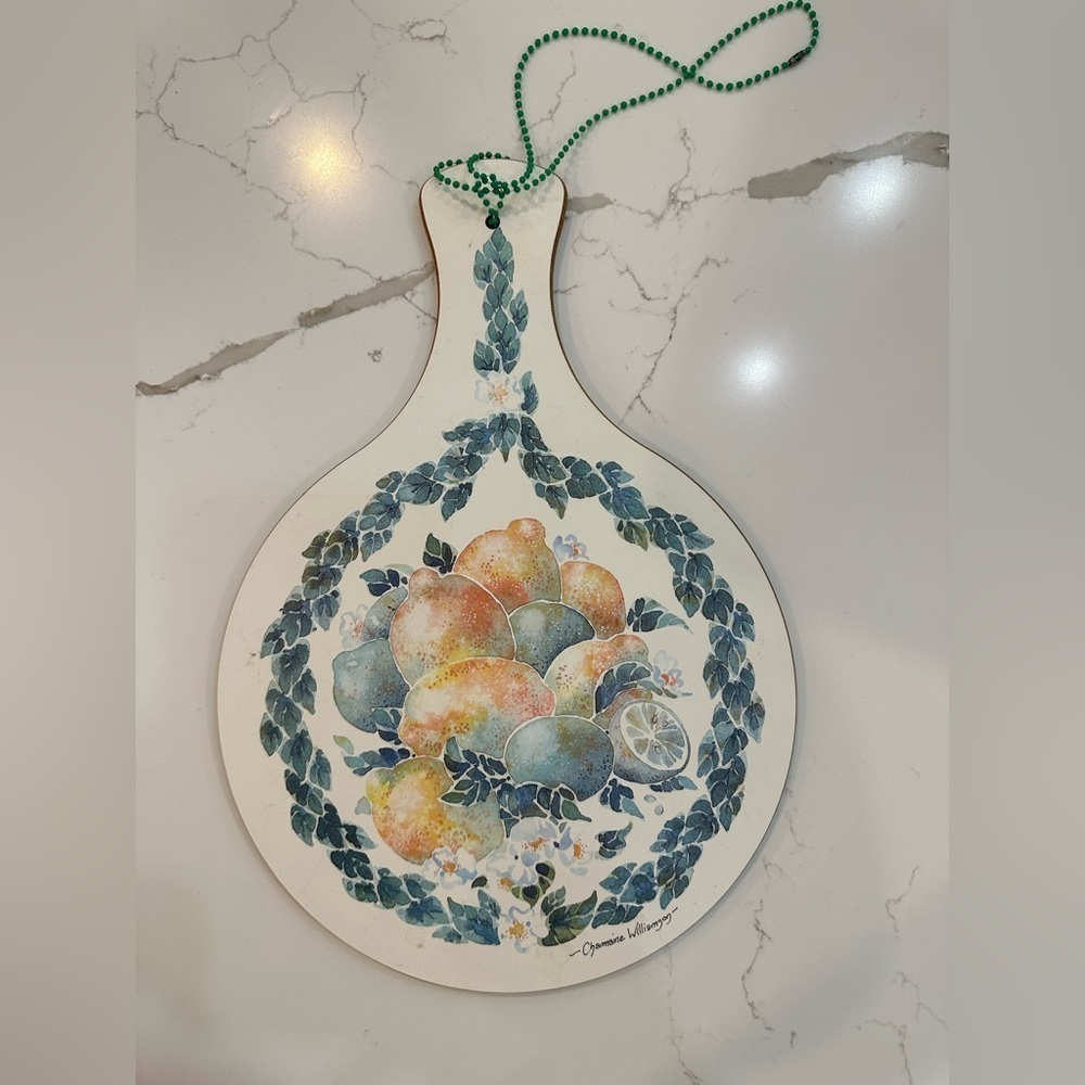 Vintage Kelsey Melamine Chopping  Board artist Charmaine Williamson Round Fruit